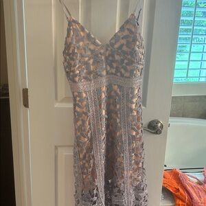 Elliatt Strapless Lace Dress in Lavender